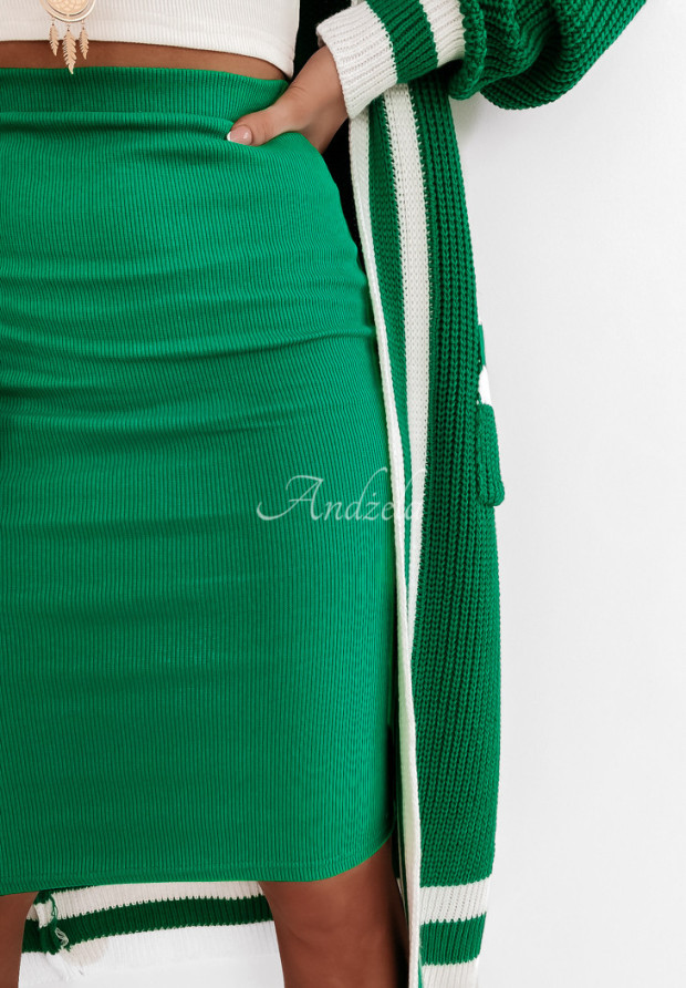 Prążkowana spódnica Slim Skirt zielona