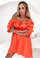 Muślinowa sukienka tunika Sanchez pomarańczowa