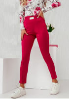 Materiałowe spodnie Pretty On Point neonowy różowy