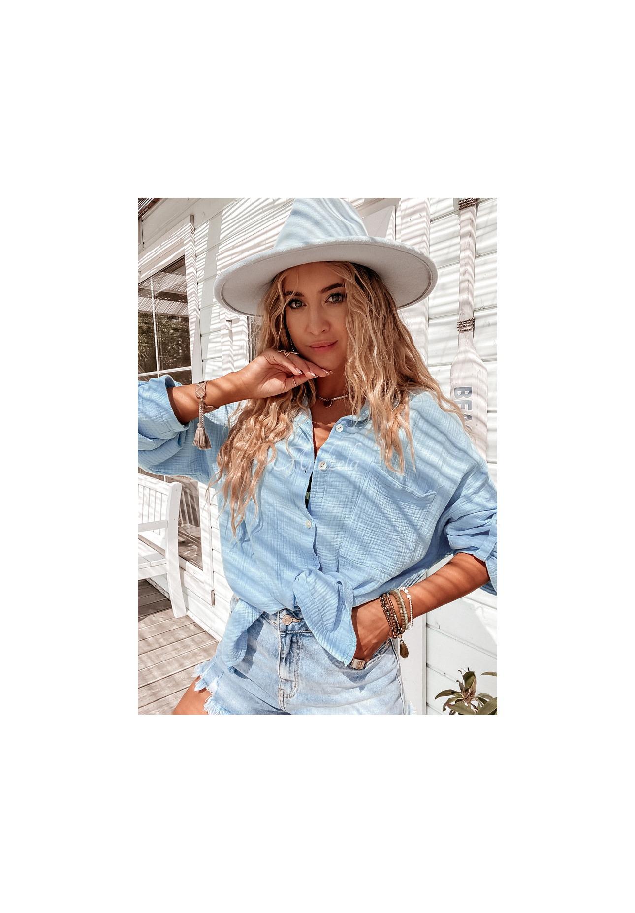 Elisabetta blue muslin shirt