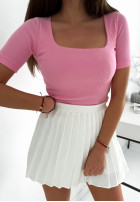 Prążkowana Blouse z kwadratowym dekoltem Trust Yourself in pink