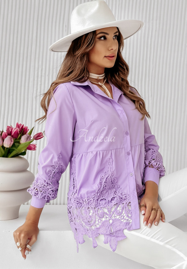 Koszula z koronkowymi wstawkami Self-Loving fioletowa