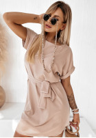 Trapezowa Dress z paskiem Thinking Of You in nude