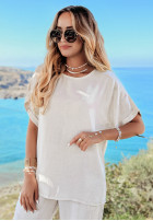 Lniane Trousers Vacay Vibes in beige