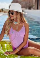 Marszczony kostium kąpielowy jednoczęściowy Vitamin Sea liliowy
