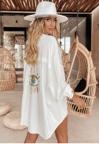 Muślinowa Shirt z ozdobną aplikacją Eye See You in ecru