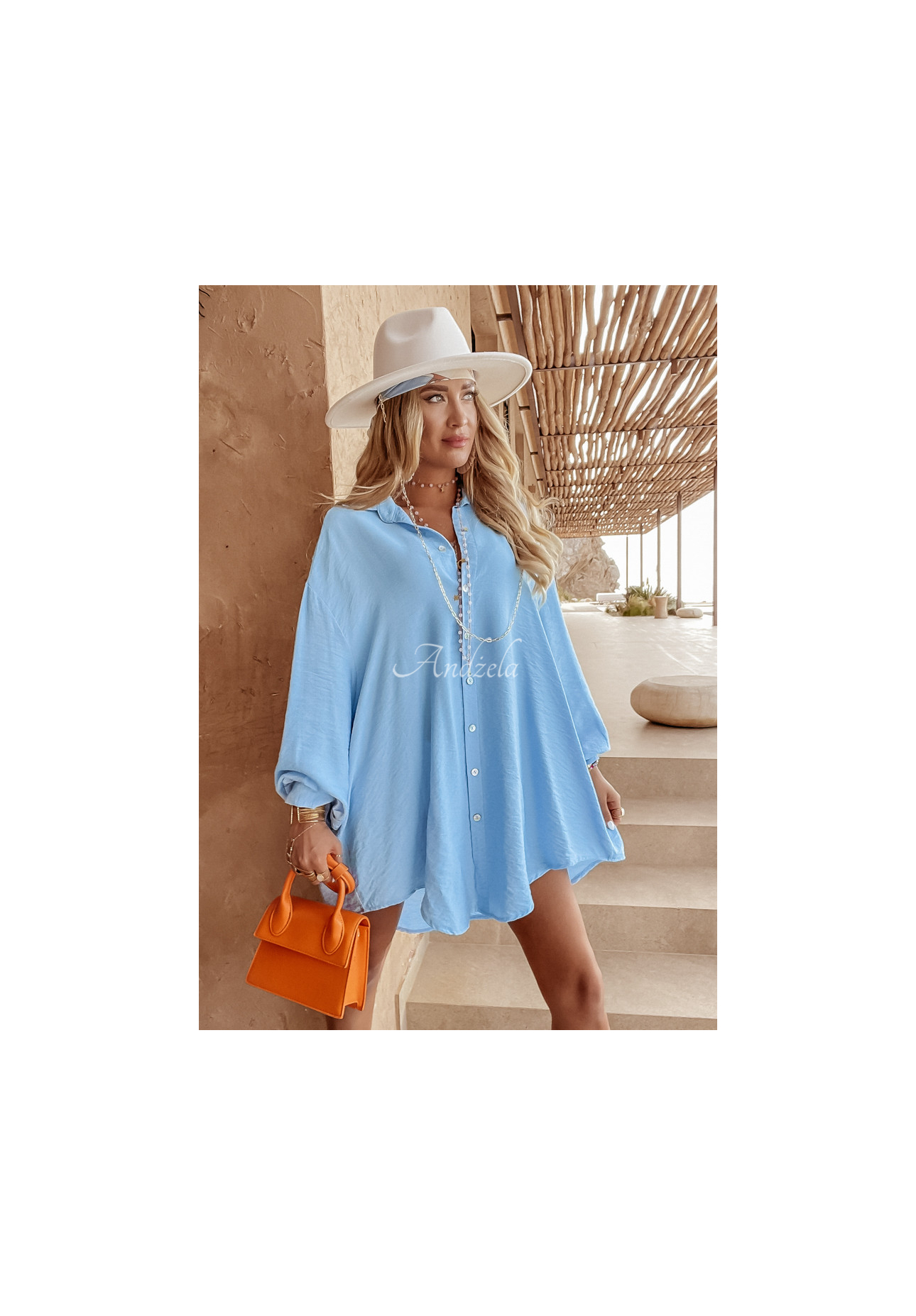 Koszula z ozdobną aplikacją Eye See You błękitna