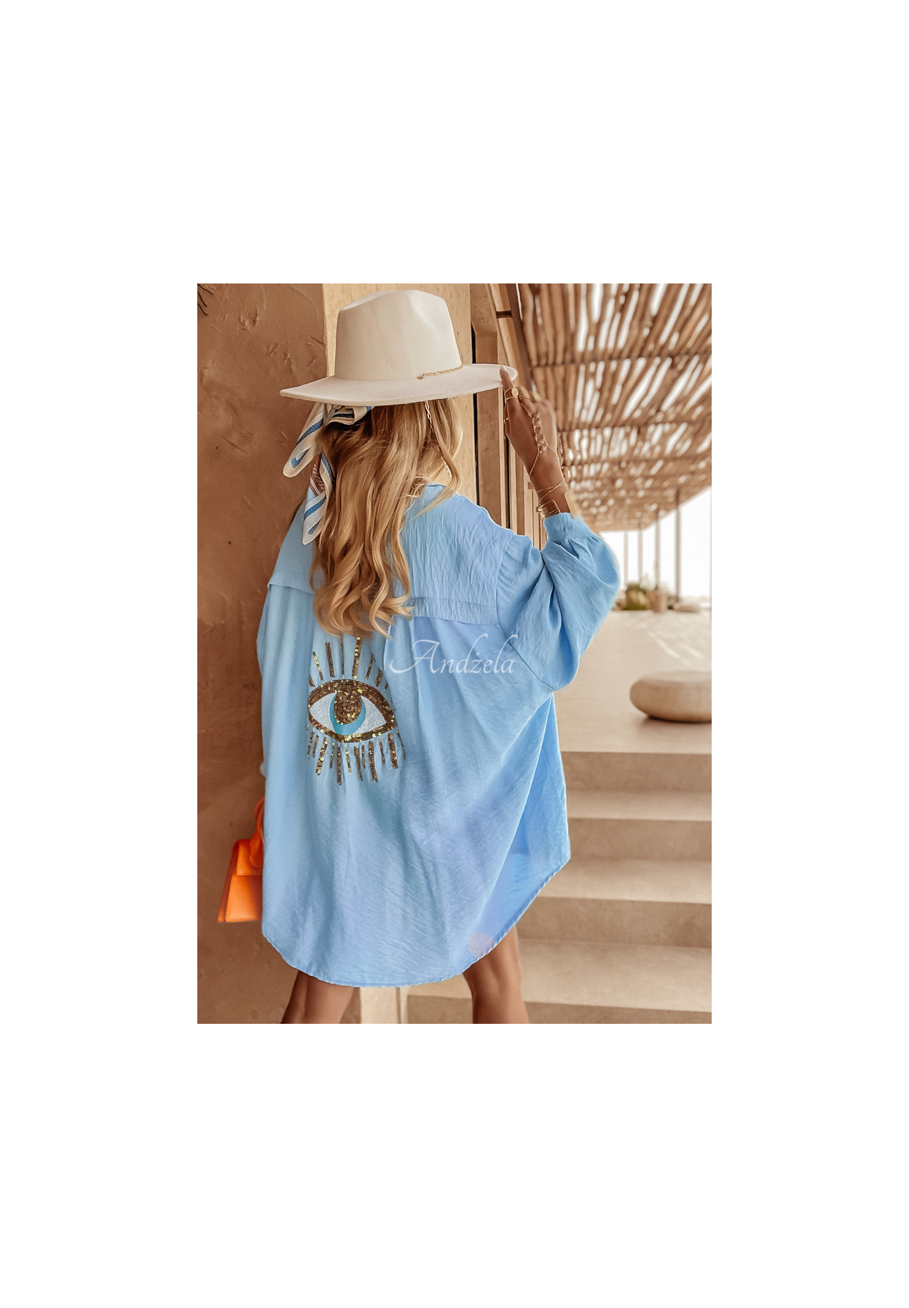 Koszula z ozdobną aplikacją Eye See You błękitna
