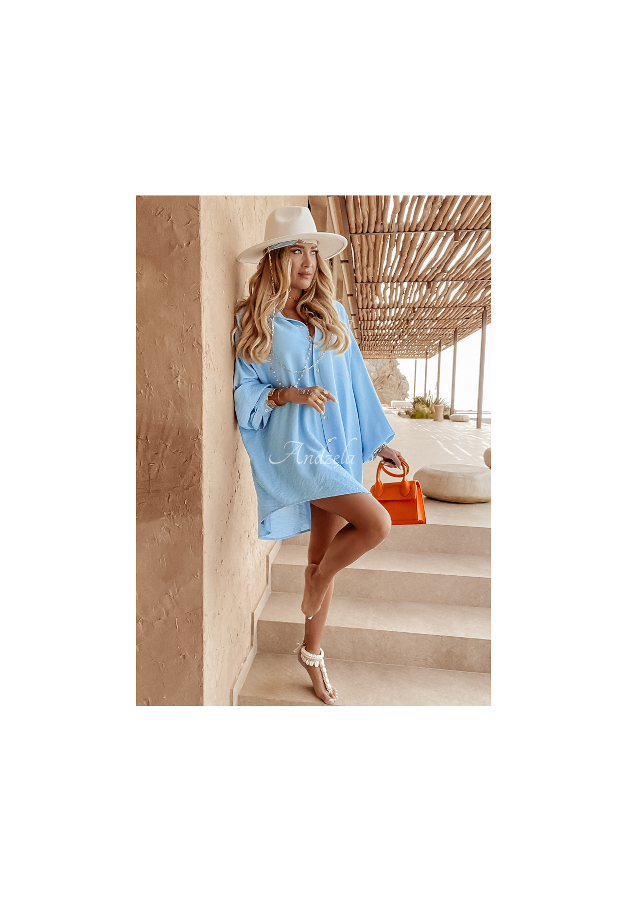 Koszula z ozdobną aplikacją Eye See You błękitna