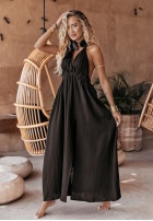 Muślinowa sukienka z rozcięciem Aloha Beaches czarna