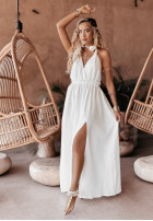 Muślinowa sukienka z rozcięciem Aloha Beaches biała
