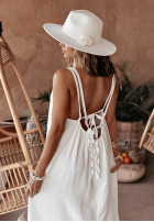 Muślinowa sukienka na ramiączkach maxi Aloha Beaches II biała