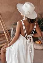 Muślinowa sukienka na ramiączkach maxi Aloha Beaches II biała