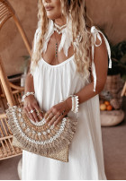 Muślinowa sukienka na ramiączkach maxi Aloha Beaches biała