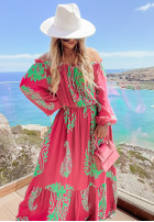 Wzorzysta Dress z falbankami Symphony in pink