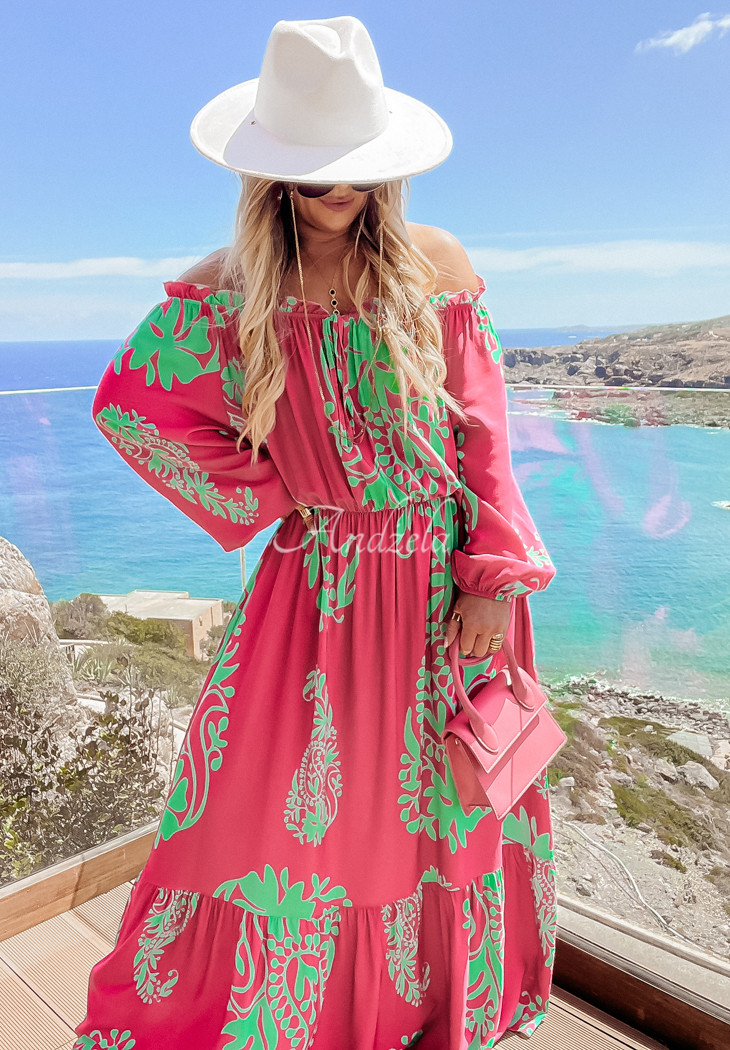 Symphony pink patterned maxi dress