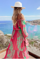 Wzorzysta Dress z falbankami Symphony in pink