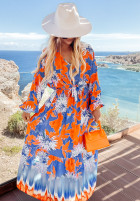 Wzorzysta Dress maxi Fantasy Island niebiesko-in orange