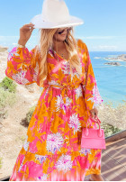 Fantasy Island pink and orange patterned maxi dress