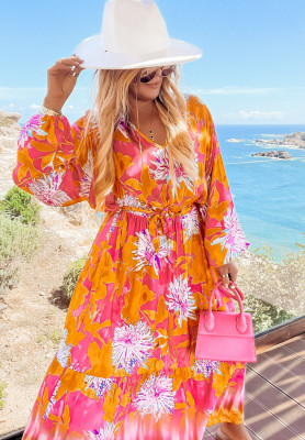 Fantasy Island pink and orange patterned maxi dress