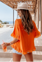 Muślinowa bluzka z falbankami Mi Alma pomarańczowa