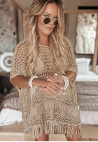 Ażurowy Jumper Tunic z frędzlami Marguerite in gold