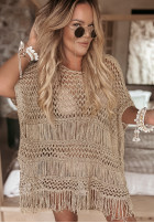 Ażurowy Jumper Tunic z frędzlami Marguerite in gold