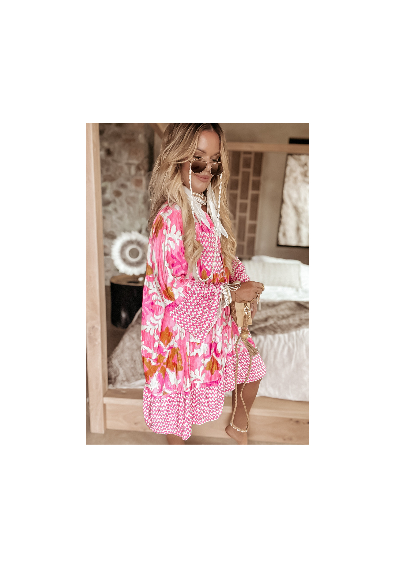 Grow Gratitude patterned dress pink