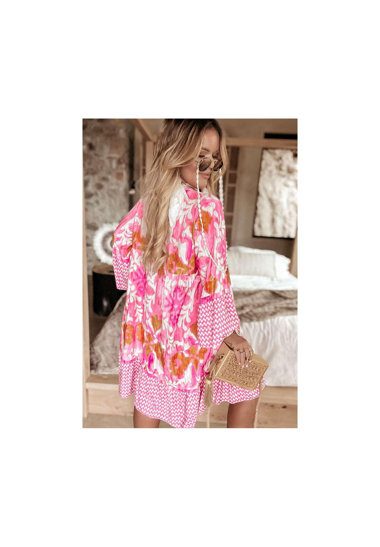 Grow Gratitude patterned dress pink