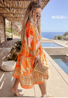 Wzorzysta sukienka Magnala Rio pomarańczowa