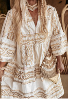 Wzorzysta sukienka Playa Rio Verde biała