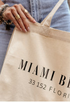 Materiałowa torebka Miami Beach Florida jasnobeżowa