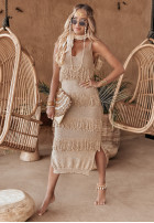 Dzianinowa Dress z frędzlami Preciosa in gold