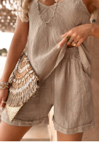 Krótkie woven spodenki Summery Essentials in beige