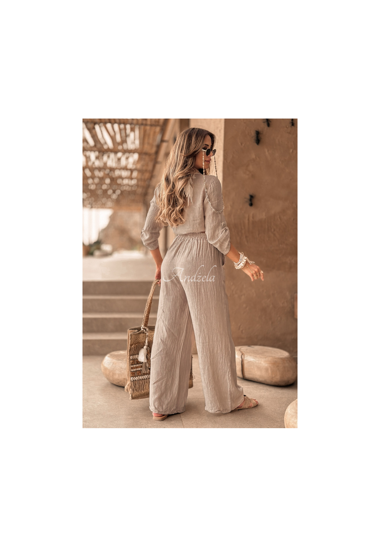 Lniane spodnie Summery Essentials beżowe