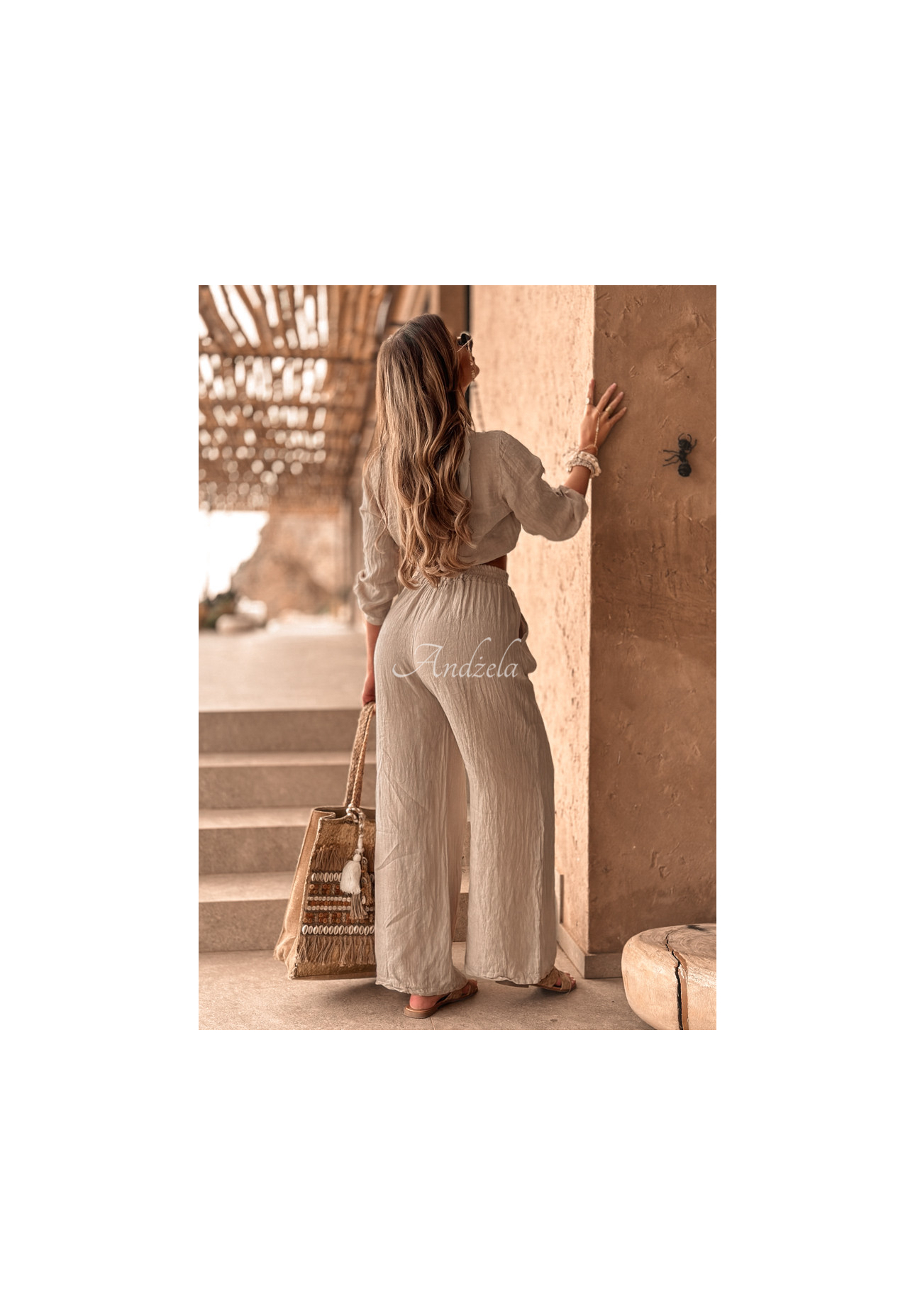 Lniane spodnie Summery Essentials beżowe