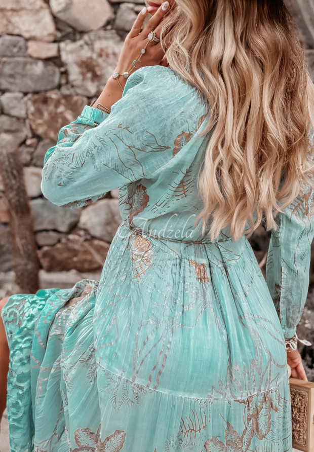 Sukienka maxi ze zdobieniem Romila jasnoniebieska