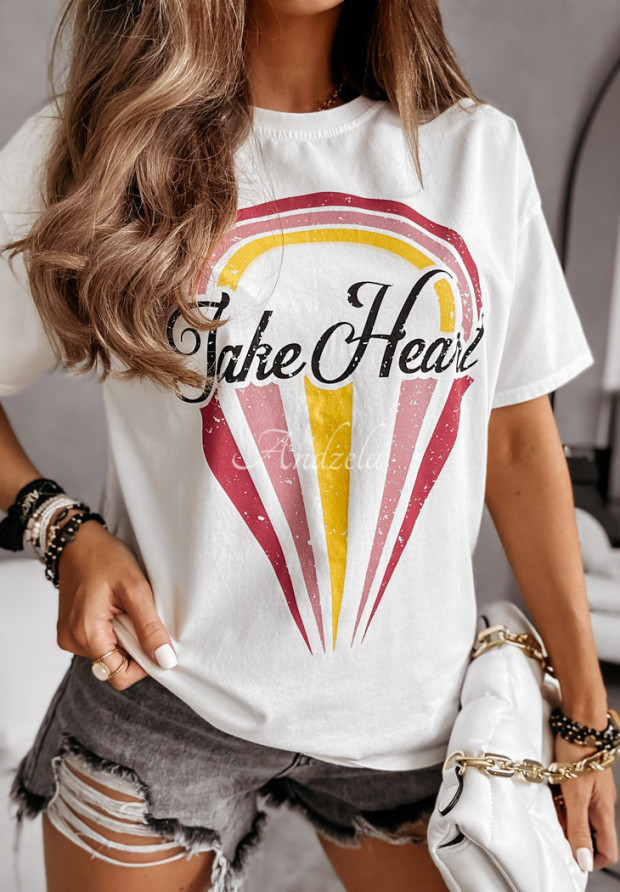 T-shirt z nadrukiem Heart II biały