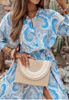 Wzorzysta Dress z paskiem Arabella in baby blue