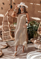 Ażurowa Dress z frędzlami Maravea in gold