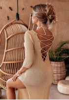 Dzianinowa Dress ze sznurowaniem Di La Verdad in gold