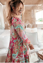 Wzorzysta Dress Magnala Aria in neon pink