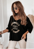 Lekki sweter oversize Mademoiselle czarny
