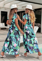 Kwiecista Dress z paskiem Egzoticana in navy blue
