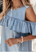 in jeans Dress Spanish style dress z falbankami Mamma Mia jasnoniebieska