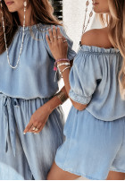 in jeans Blouse Spanish style dress Trip To Santorini jasnoniebieska
