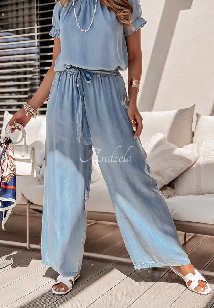 Jeans wide leg pants Trip To Santorini light blue
