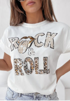 T-shirt z nadrukiem Rock And Roll biały