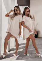 Asymetryczny T-shirt Live Today in beige