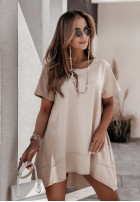 Asymetryczny T-shirt Live Today in beige